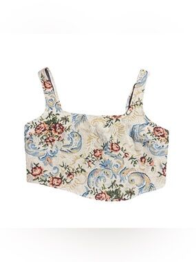 Tapestry Tank Cropped Floral Paisley Pattern LU NYC NEW Preppy Coastal Medium